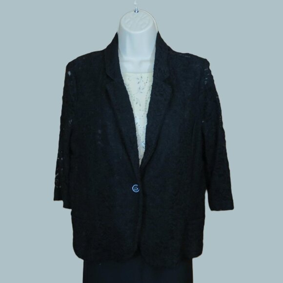 American Rag Cie Black Lace Blazer/Jacket 1/2 Sleeve Soft Size XL - Picture 8 of 11